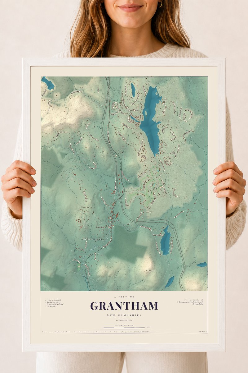 NH Current Atlas 2026 | Grantham | 18" x 24" | W/ White Ayous Wood Frame