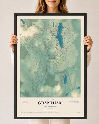 NH Current Atlas 2026 | Grantham | 24" x 36" | W/ Black Ayous Wood Frame