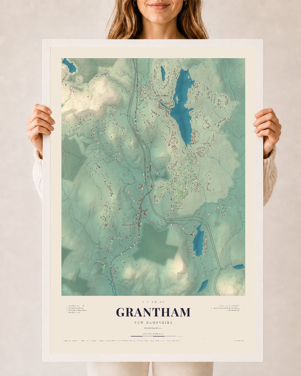 NH Current Atlas 2026 | Grantham | 24" x 36" | W/ White Ayous Wood Frame