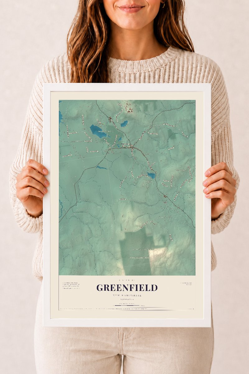NH Current Atlas 2026 | Greenfield | 12" x 18" | W/ White Ayous Wood Frame