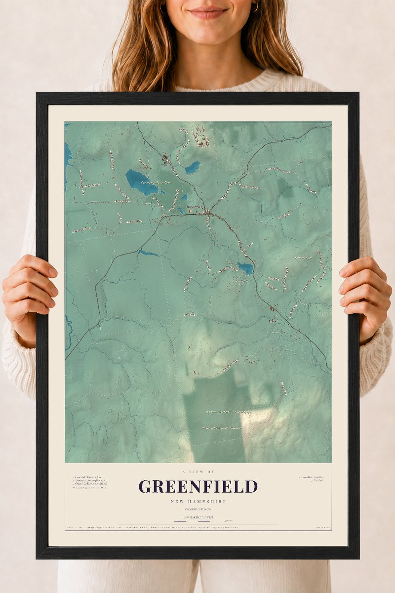 NH Current Atlas 2026 | Greenfield | 18" x 24" | W/ Black Ayous Wood Frame