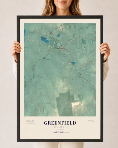 NH Current Atlas 2026 | Greenfield | 24" x 36" | W/ Black Ayous Wood Frame