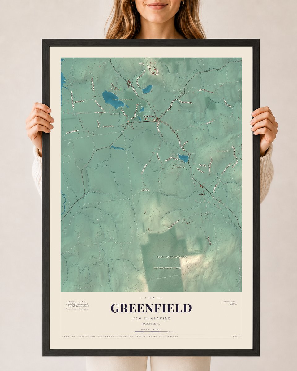NH Current Atlas 2026 | Greenfield | 24" x 36" | W/ Black Ayous Wood Frame
