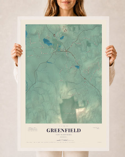 NH Current Atlas 2026 | Greenfield | 24" x 36" | W/ White Ayous Wood Frame