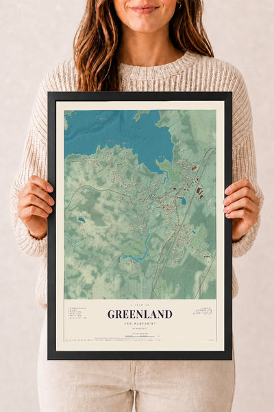 NH Current Atlas 2026 | Greenland | 12" x 18" | W/ Black Ayous Wood Frame