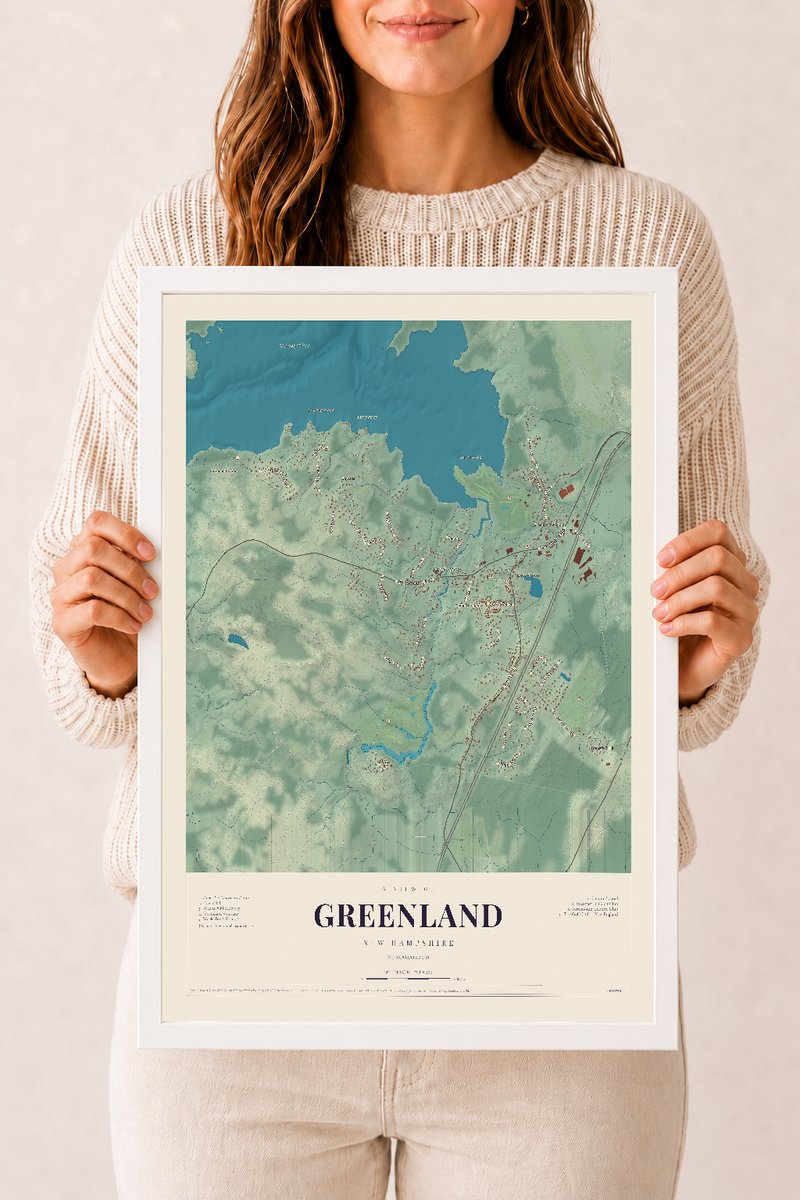 NH Current Atlas 2026 | Greenland | 12" x 18" | W/ White Ayous Wood Frame