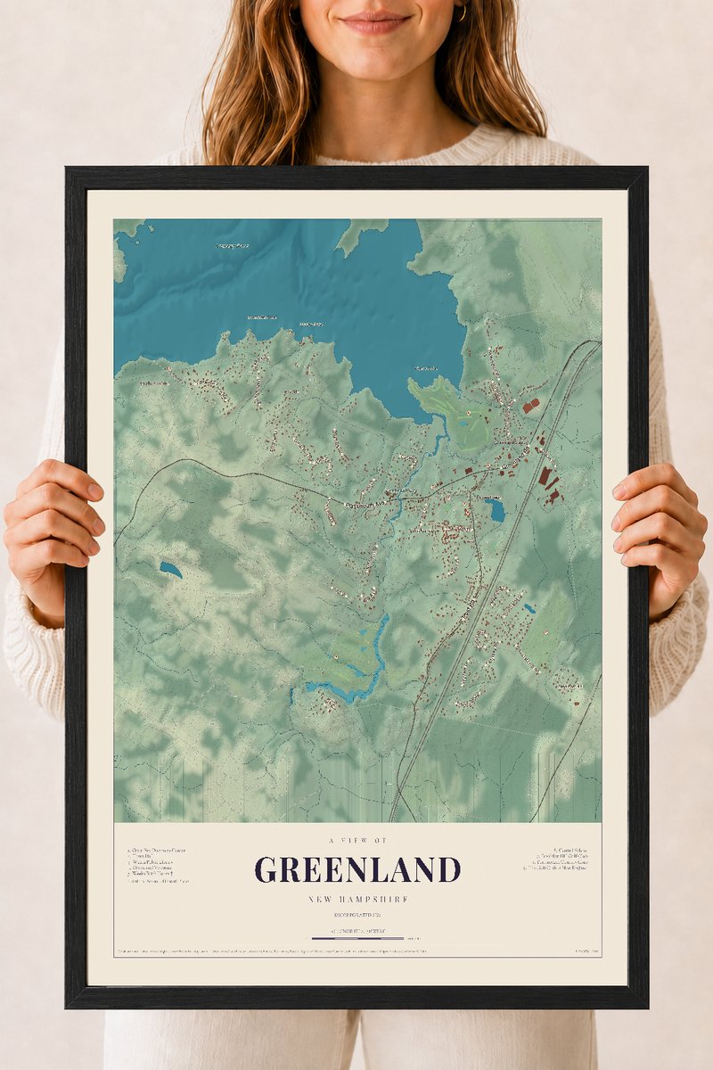 NH Current Atlas 2026 | Greenland | 18" x 24" | W/ Black Ayous Wood Frame