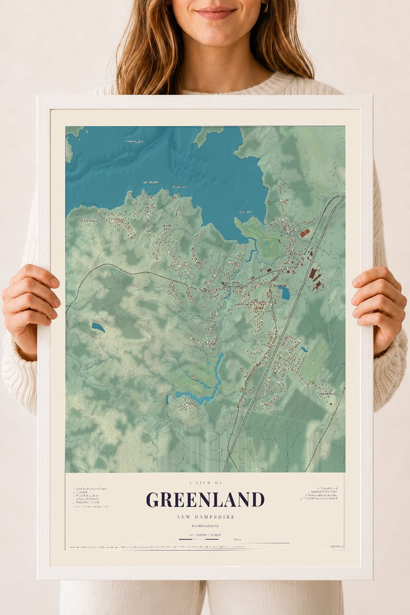NH Current Atlas 2026 | Greenland | 18" x 24" | W/ White Ayous Wood Frame