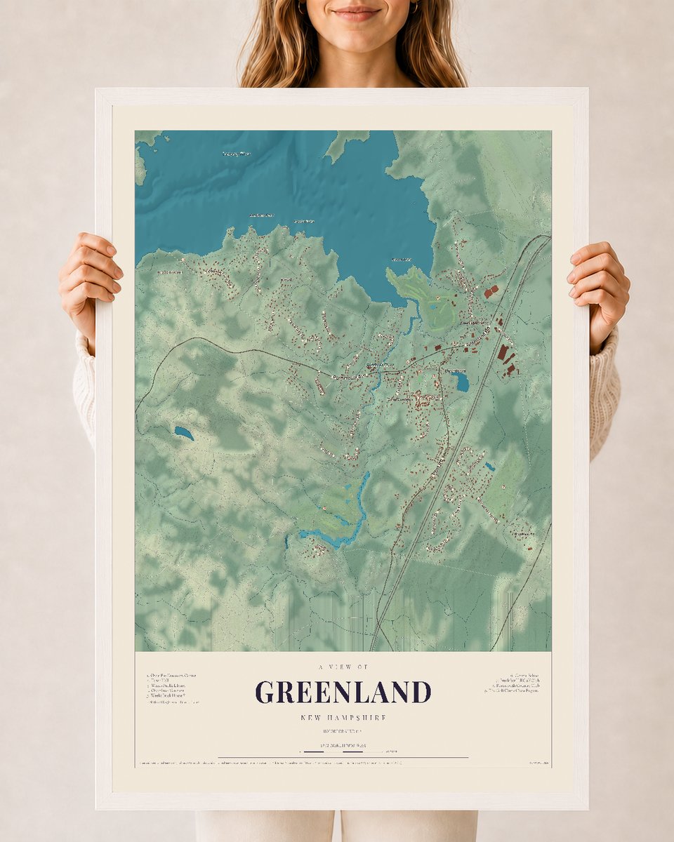 NH Current Atlas 2026 | Greenland | 24" x 36" | W/ White Ayous Wood Frame