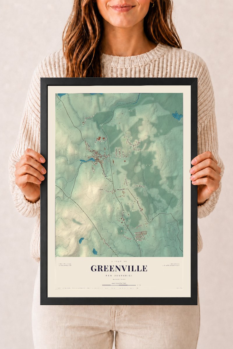 NH Current Atlas 2026 | Greenville | 12" x 18" | W/ Black Ayous Wood Frame
