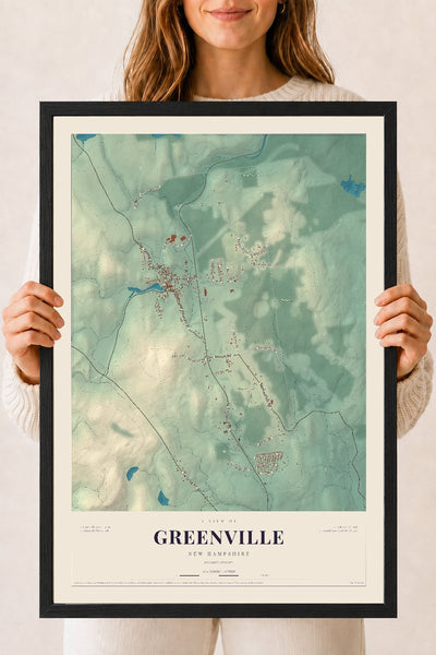 NH Current Atlas 2026 | Greenville | 18" x 24" | W/ Black Ayous Wood Frame