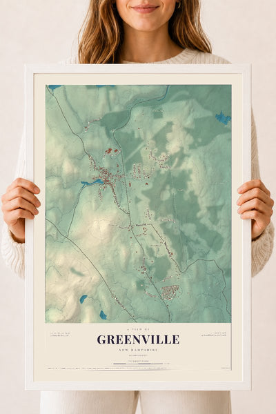 NH Current Atlas 2026 | Greenville | 18" x 24" | W/ White Ayous Wood Frame