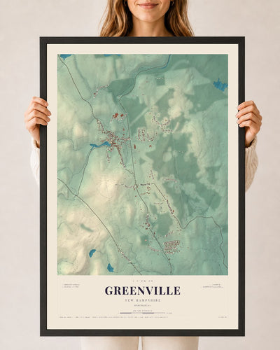 NH Current Atlas 2026 | Greenville | 24" x 36" | W/ Black Ayous Wood Frame