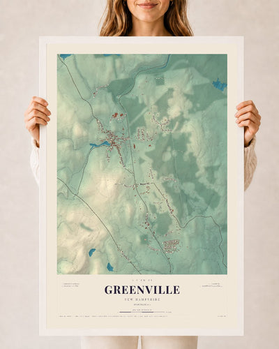 NH Current Atlas 2026 | Greenville | 24" x 36" | W/ White Ayous Wood Frame