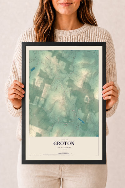 NH Current Atlas 2026 | Groton | 12" x 18" | W/ Black Ayous Wood Frame