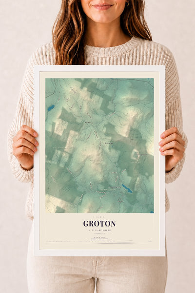 NH Current Atlas 2026 | Groton | 12" x 18" | W/ White Ayous Wood Frame