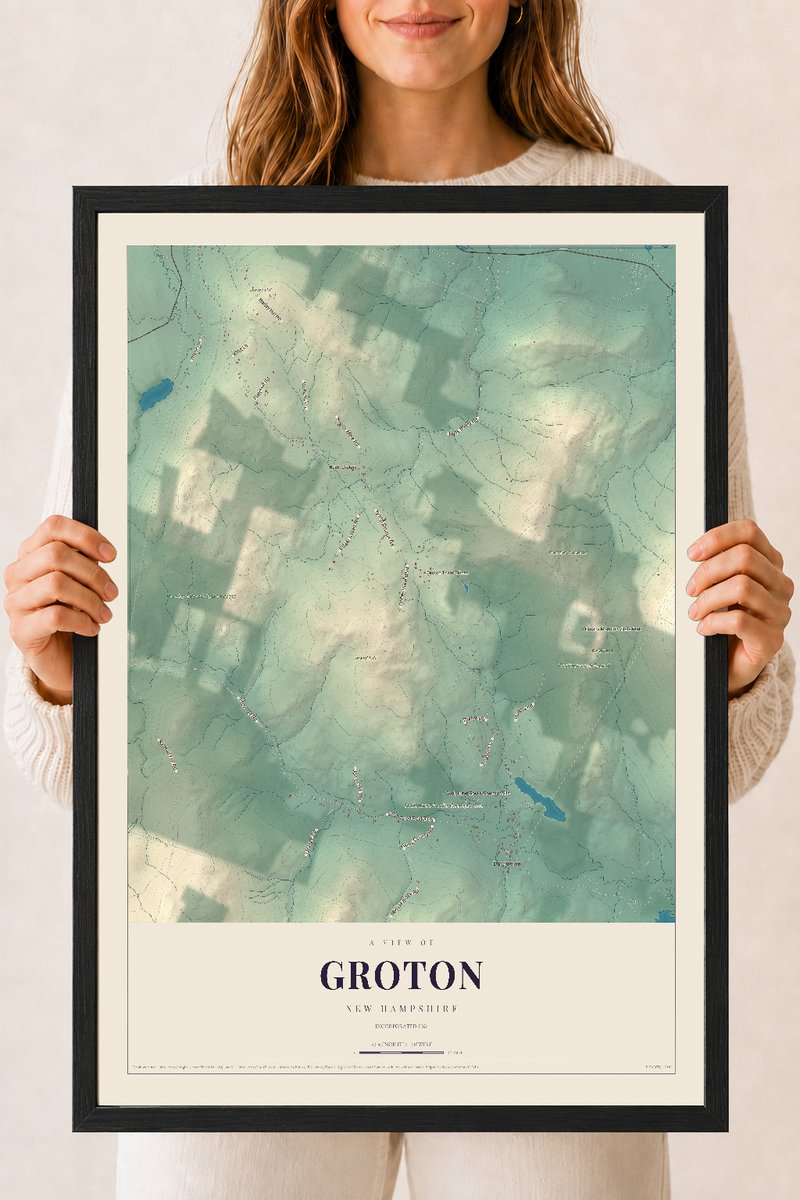 NH Current Atlas 2026 | Groton | 18" x 24" | W/ Black Ayous Wood Frame