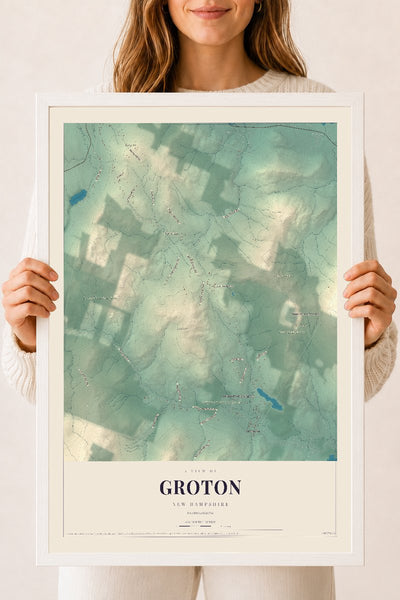 NH Current Atlas 2026 | Groton | 18" x 24" | W/ White Ayous Wood Frame