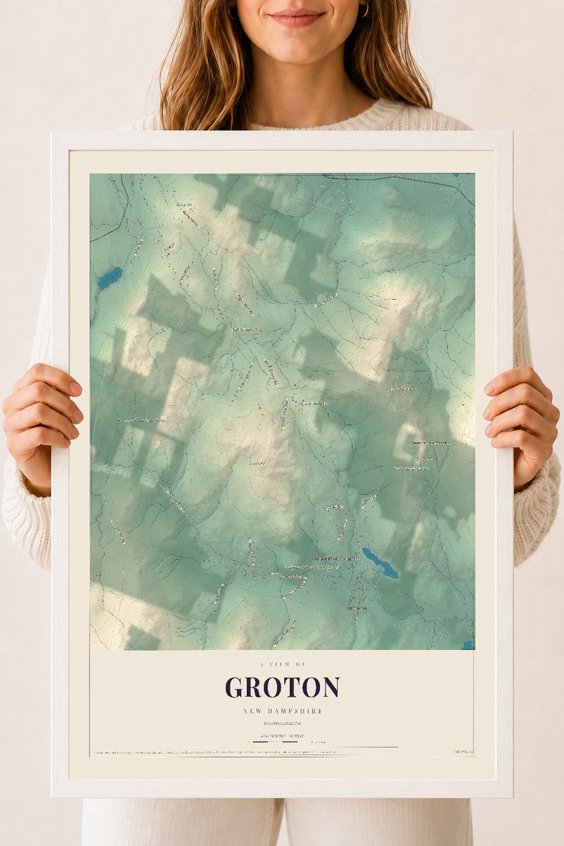 NH Current Atlas 2026 | Groton | 18" x 24" | W/ White Ayous Wood Frame