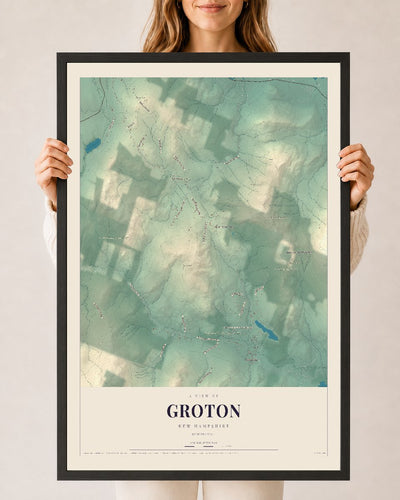 NH Current Atlas 2026 | Groton | 24" x 36" | W/ Black Ayous Wood Frame