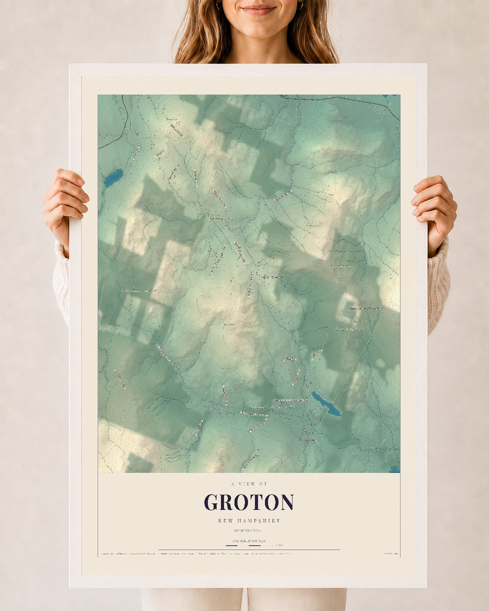 NH Current Atlas 2026 | Groton | 24" x 36" | W/ White Ayous Wood Frame