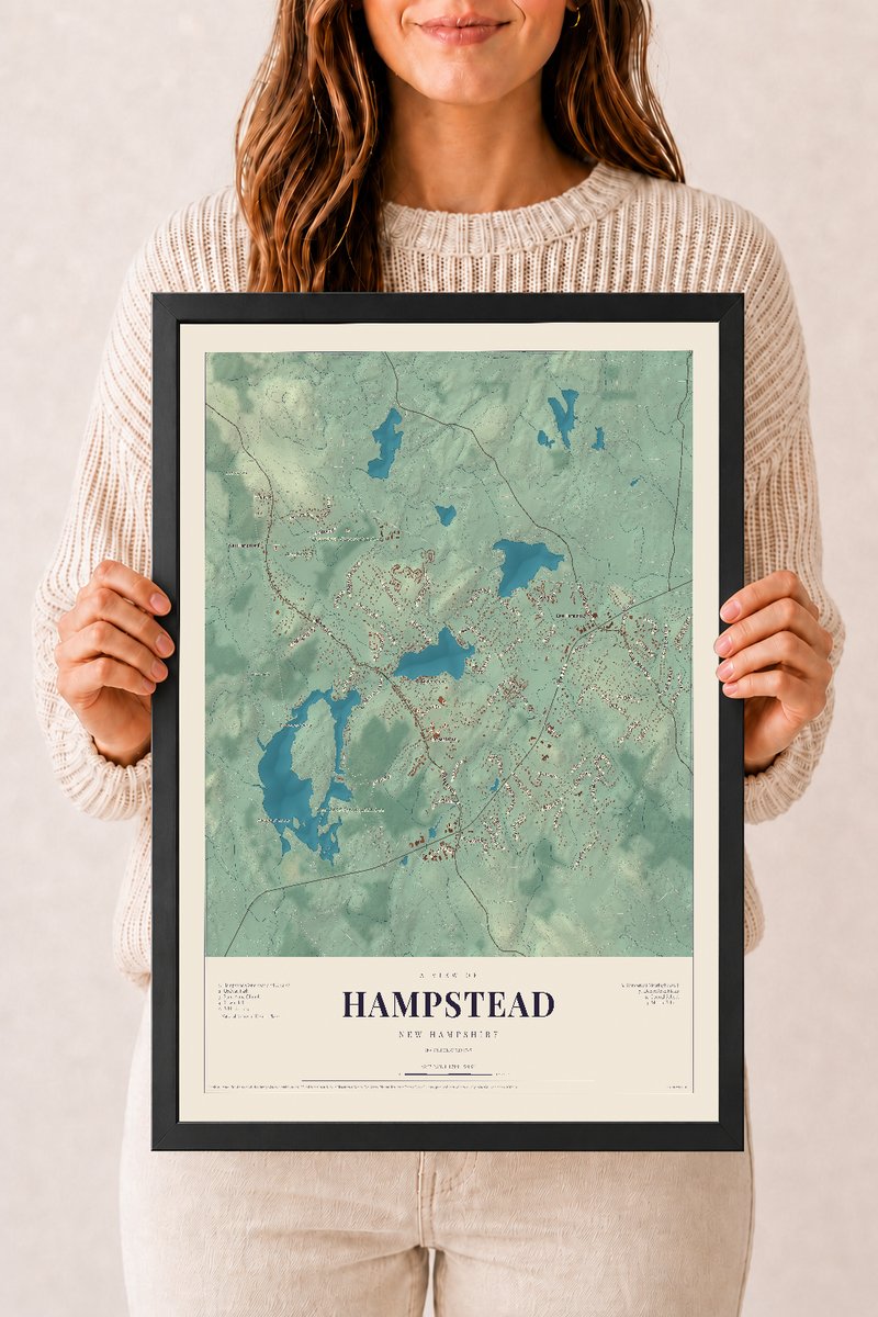 NH Current Atlas 2026 | Hampstead | 12" x 18" | W/ Black Ayous Wood Frame