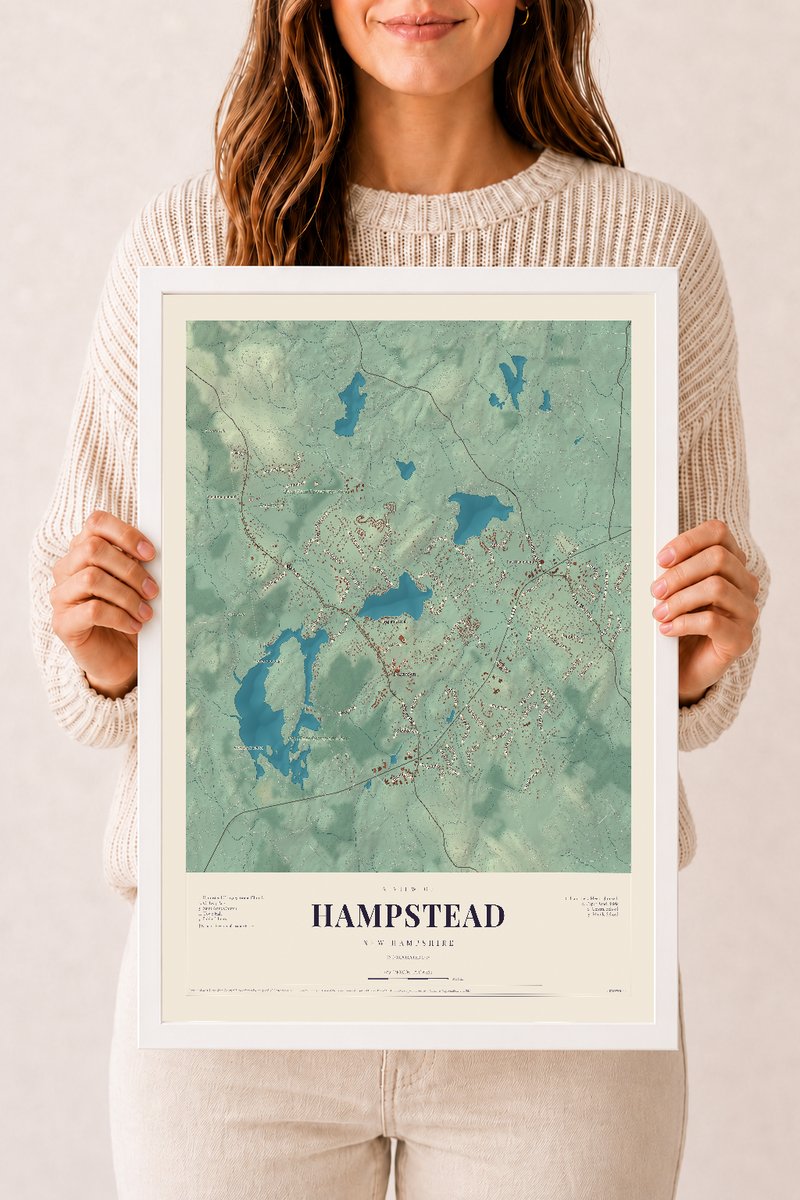 NH Current Atlas 2026 | Hampstead | 12" x 18" | W/ White Ayous Wood Frame