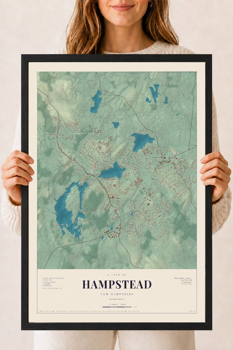 NH Current Atlas 2026 | Hampstead | 18" x 24" | W/ Black Ayous Wood Frame