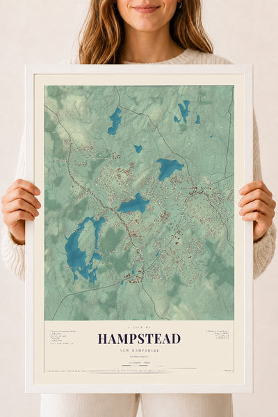 NH Current Atlas 2026 | Hampstead | 18" x 24" | W/ White Ayous Wood Frame