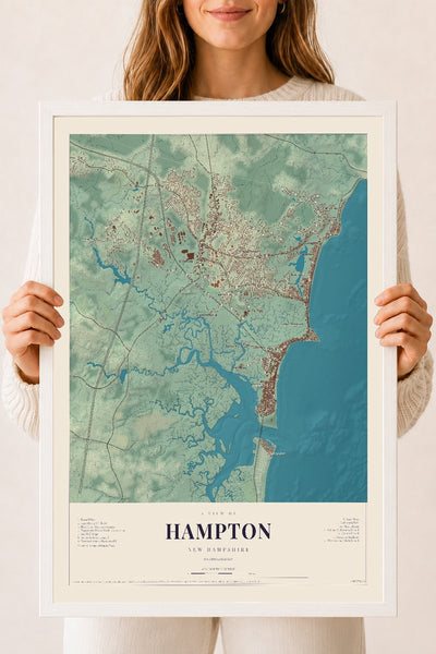 NH Current Atlas 2026 | Hampton | 18" x 24" | W/ White Ayous Wood Frame