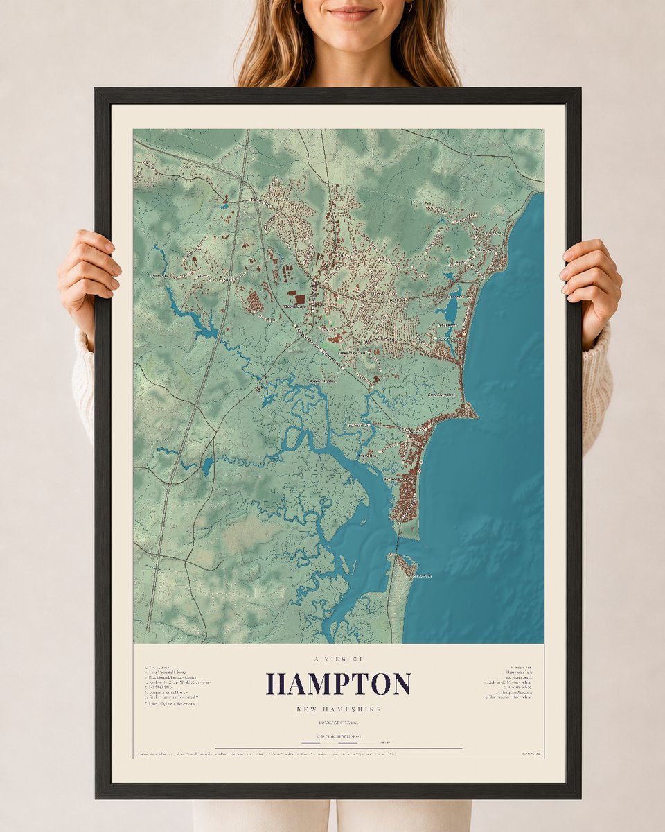 NH Current Atlas 2026 | Hampton | 24" x 36" | W/ Black Ayous Wood Frame
