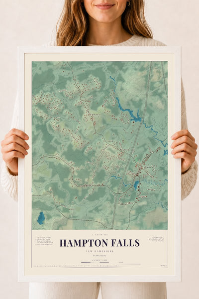 NH Current Atlas 2026 | Hampton Falls | 18" x 24" | W/ White Ayous Wood Frame