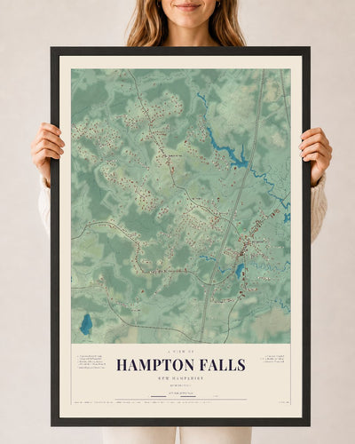 NH Current Atlas 2026 | Hampton Falls | 24" x 36" | W/ Black Ayous Wood Frame