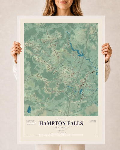 NH Current Atlas 2026 | Hampton Falls | 24" x 36" | W/ White Ayous Wood Frame