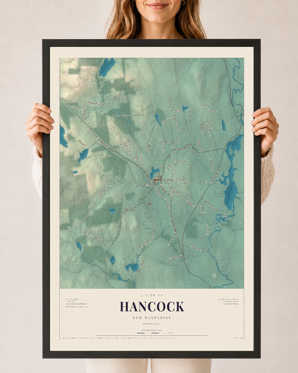 NH Current Atlas 2026 | Hancock | 24" x 36" | W/ Black Ayous Wood Frame