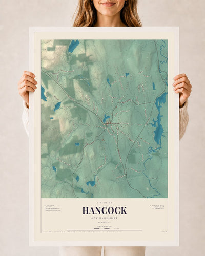 NH Current Atlas 2026 | Hancock | 24" x 36" | W/ White Ayous Wood Frame