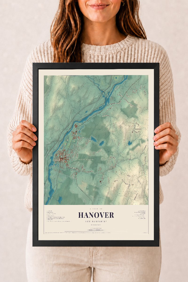 NH Current Atlas 2026 | Hanover | 12" x 18" | W/ Black Ayous Wood Frame