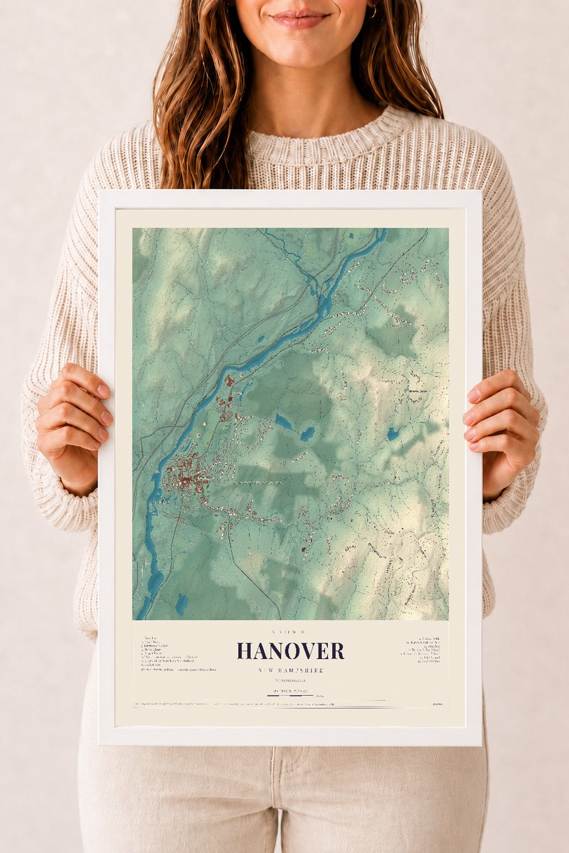 NH Current Atlas 2026 | Hanover | 12" x 18" | W/ White Ayous Wood Frame