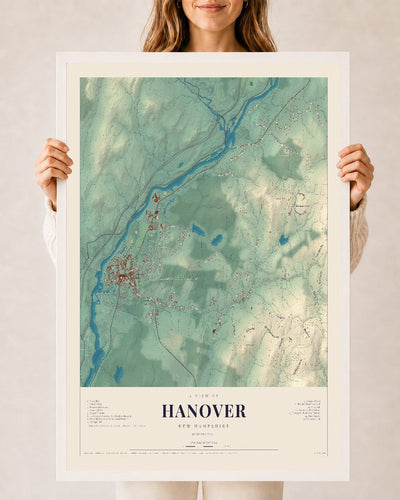 NH Current Atlas 2026 | Hanover | 24" x 36" | W/ White Ayous Wood Frame