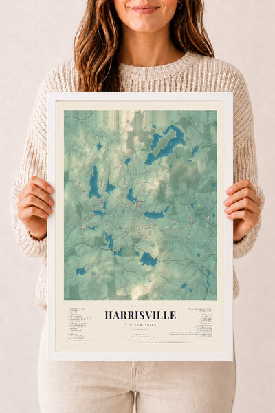 NH Current Atlas 2026 | Harrisville | 12" x 18" | W/ White Ayous Wood Frame