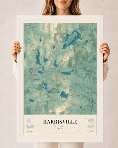 NH Current Atlas 2026 | Harrisville | 24" x 36" | W/ White Ayous Wood Frame