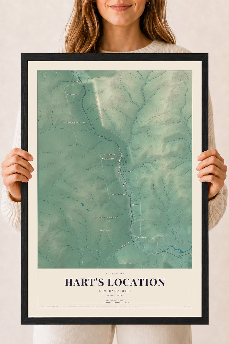 NH Current Atlas 2026 | Hart's Location | 18" x 24" | W/ Black Ayous Wood Frame