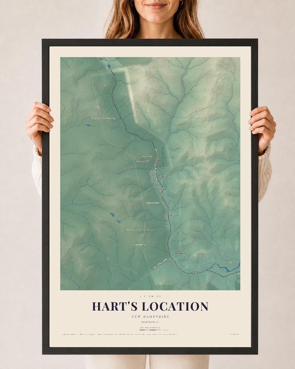 NH Current Atlas 2026 | Hart's Location | 24" x 36" | W/ Black Ayous Wood Frame