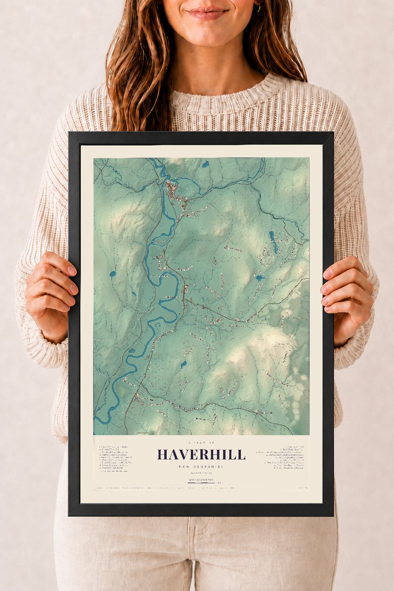 NH Current Atlas 2026 | Haverhill | 12" x 18" | W/ Black Ayous Wood Frame