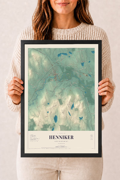 NH Current Atlas 2026 | Henniker | 12" x 18" | W/ Black Ayous Wood Frame