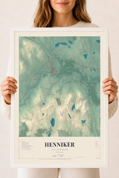 NH Current Atlas 2026 | Henniker | 18" x 24" | W/ White Ayous Wood Frame