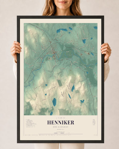 NH Current Atlas 2026 | Henniker | 24" x 36" | W/ Black Ayous Wood Frame