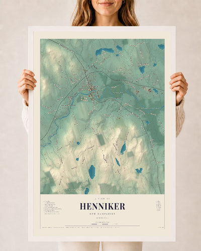 NH Current Atlas 2026 | Henniker | 24" x 36" | W/ White Ayous Wood Frame
