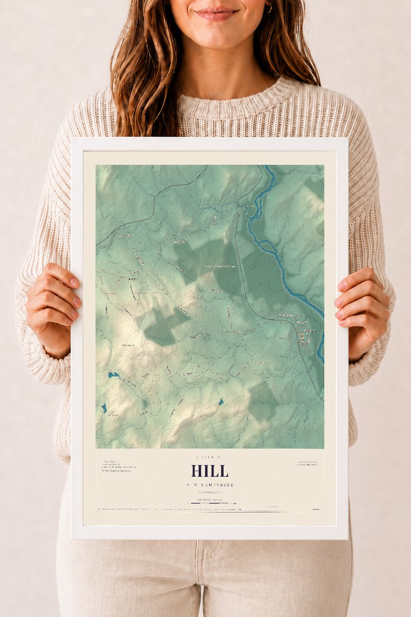 NH Current Atlas 2026 | Hill | 12" x 18" | W/ White Ayous Wood Frame