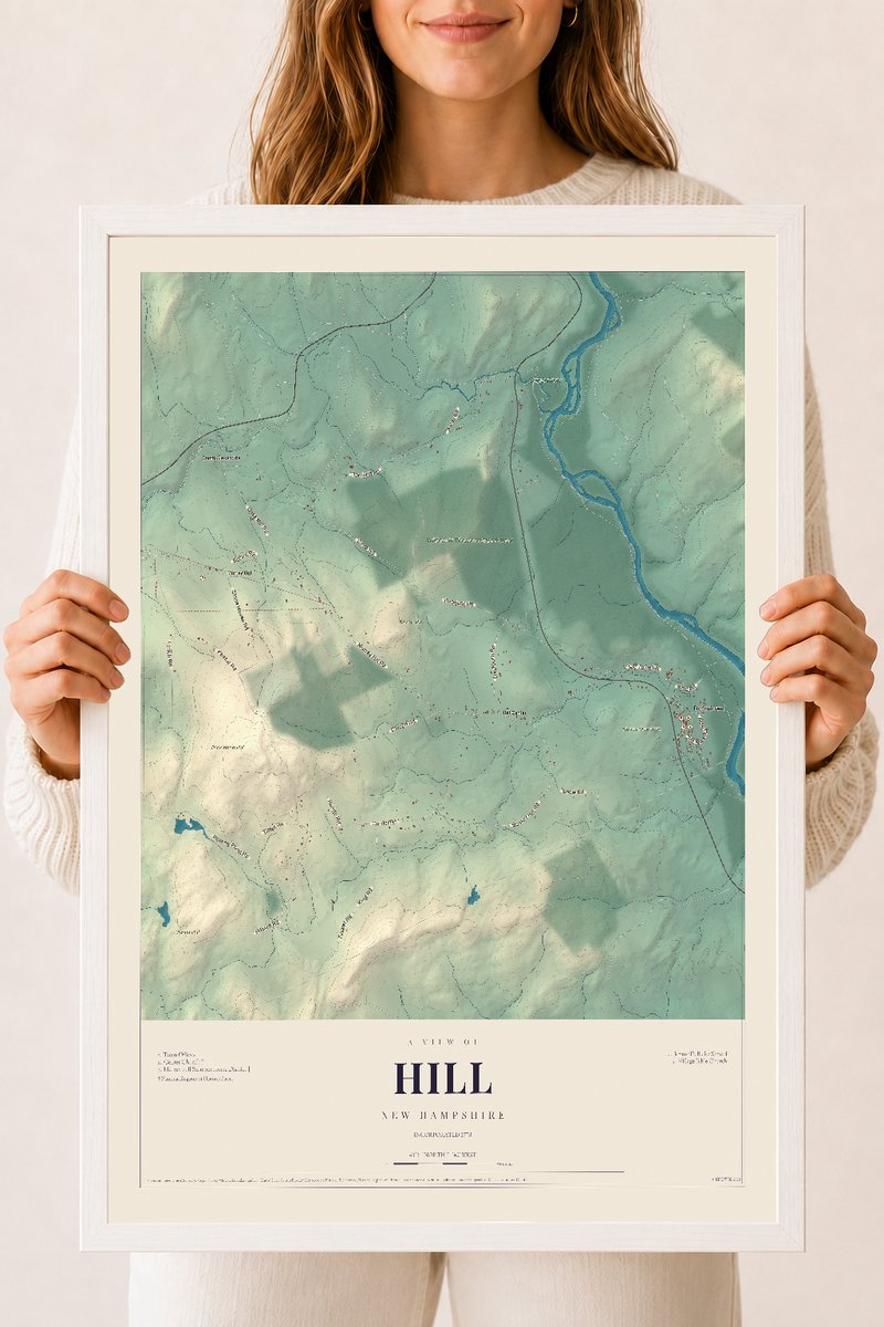 NH Current Atlas 2026 | Hill | 18" x 24" | W/ White Ayous Wood Frame